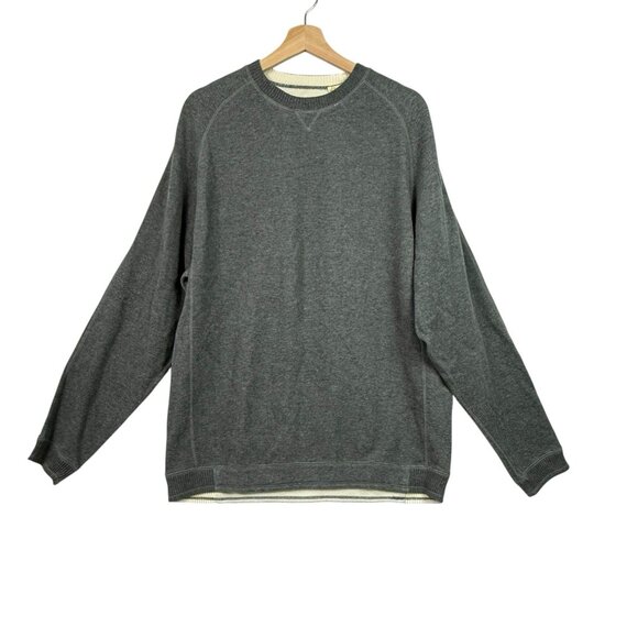 Tommy Bahama Crew Sweater Sweatshirt Gray, Beige Mens Size M Double Layer Cotton - Picture 1 of 6